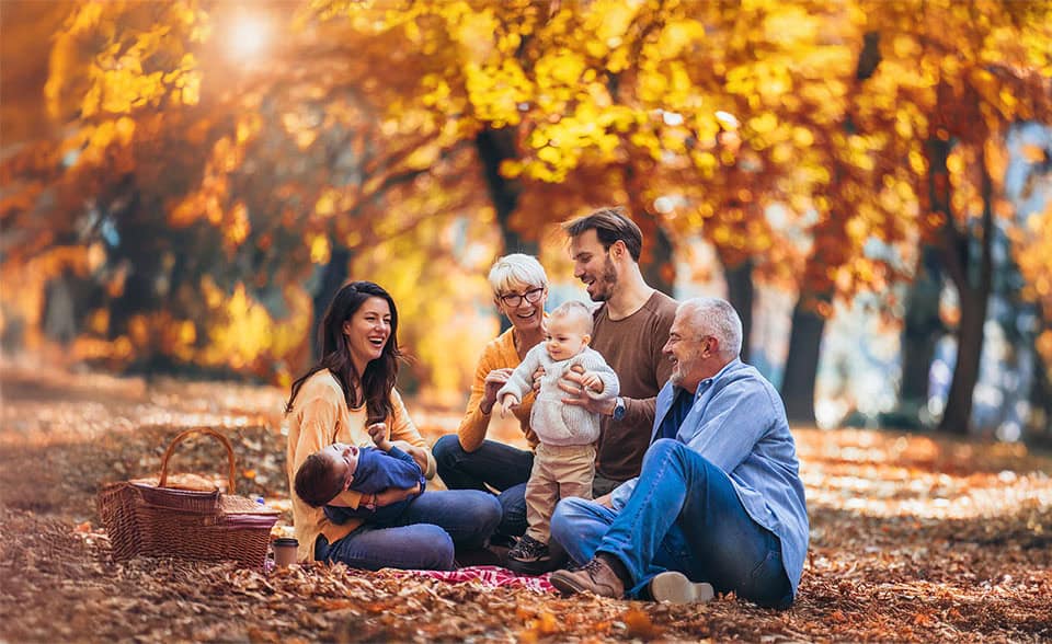 Family together in the fall