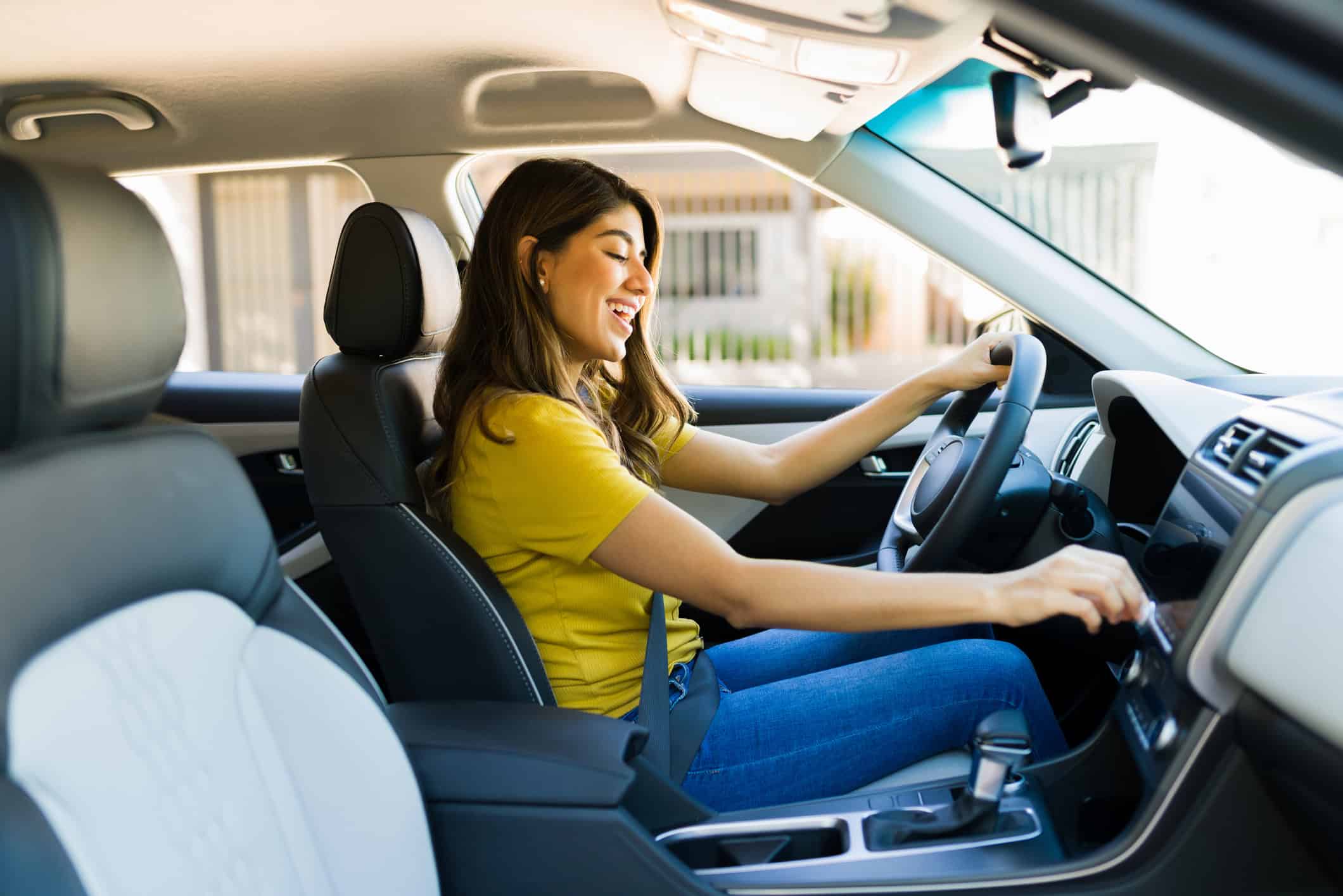 woman driving leased vehicle